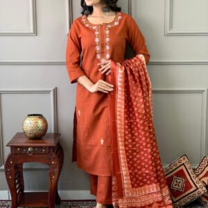 01 Trendy handloom khadi cotton dupatta set